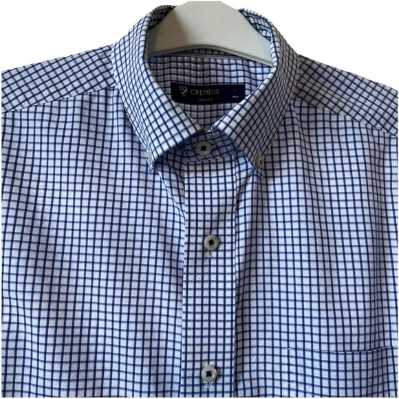 Cremieux 38 Classic Button Shirt Men's Blue White Plaid Long Sleeve Size M - Picture 1 of 9